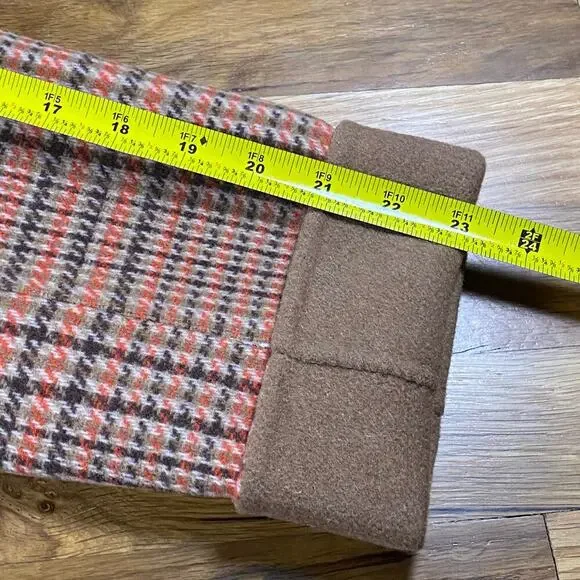 NEW Talbots Coat 12 Wool Blend Campfire Plaid Classic Lapel Patch Pockets Long - Picture 14 of 15